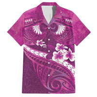 Pink Polynesia Family Matching Tank Maxi Dress and Hawaiian Shirt Tribal Pattern Tropical Frangipani