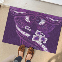 Purple Polynesia Rubber Doormat Tribal Pattern Tropical Frangipani