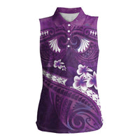 Purple Polynesia Women Sleeveless Polo Shirt Tribal Pattern Tropical Frangipani LT14 Female Purple - Polynesian Pride