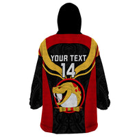 Custom Papua New Guinea Rugby Wearable Blanket Hoodie Port Moresby Vipers PNG Polynesian Pattern LT14 - Polynesian Pride