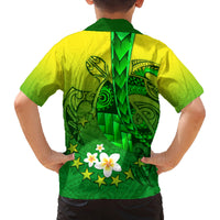Kia Orana Cook Islands Family Matching Off Shoulder Short Dress and Hawaiian Shirt Kuki Airani Tattoo Pattern With Sea Turtle LT14 - Polynesian Pride