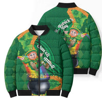 St Patrick's Day Hawaii Bomber Puffer Jacket Hauoli Maoli Funny Shaka Leprechaun