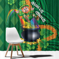 St Patrick's Day Hawaii Window Curtain Hauoli Maoli Funny Shaka Leprechaun