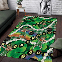 St Patrick's Day Palaka Hawaii Area Rug Kukui Nut Pikake Lei Shamrock Dabbing Leprechaun