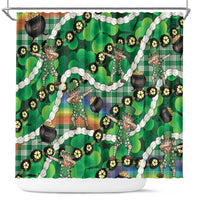 St Patrick's Day Palaka Hawaii Shower Curtain Kukui Nut Pikake Lei Shamrock Dabbing Leprechaun