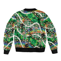 St Patrick's Day Palaka Hawaii Sleeve Zip Bomber Jacket Kukui Nut Pikake Lei Shamrock Dabbing Leprechaun LT14 - Polynesian Pride