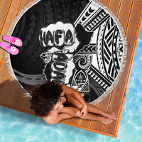 Hafa Adai Guam Discovery Day Beach Blanket Chamorro Latte Stone Hand Black Version