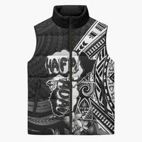 Hafa Adai Guam Discovery Day Sleeveless Puffer Jacket Chamorro Latte Stone Hand Black Version