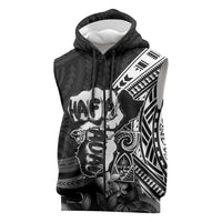 Hafa Adai Guam Discovery Day Sleeveless Zip Hoodie Chamorro Latte Stone Hand Black Version