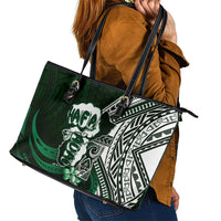 Hafa Adai Guam Discovery Day Leather Tote Bag Chamorro Latte Stone Hand Green Version