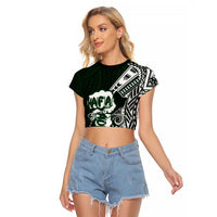 Hafa Adai Guam Discovery Day Raglan Cropped T Shirt Chamorro Latte Stone Hand Green Version