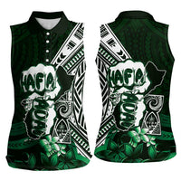 Hafa Adai Guam Discovery Day Women Sleeveless Polo Shirt Chamorro Latte Stone Hand Green Version