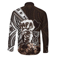 Hafa Adai Guam Discovery Day Family Matching Mermaid Dress and Hawaiian Shirt Chamorro Latte Stone Hand Brown Version LT14 - Polynesian Pride