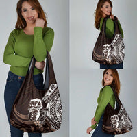 Hafa Adai Guam Discovery Day Grocery Bag Chamorro Latte Stone Hand Brown Version