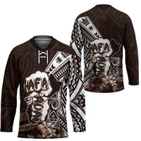 Hafa Adai Guam Discovery Day Hockey Jersey Chamorro Latte Stone Hand Brown Version