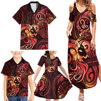 Personalised Polynesia Zodiac Aries Family Matching Summer Maxi Dress and Hawaiian Shirt Galaxy Polynesian Pattern Chest Tattoo Style