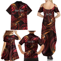 Personalised Polynesia Zodiac Aries Family Matching Summer Maxi Dress and Hawaiian Shirt Galaxy Polynesian Pattern Chest Tattoo Style