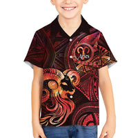 Personalised Polynesia Zodiac Aries Hawaiian Shirt Galaxy Polynesian Pattern Chest Tattoo Style