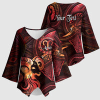 Personalised Polynesia Zodiac Aries Kimono Sleeve Blouse Galaxy Polynesian Pattern Chest Tattoo Style