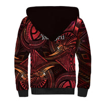 Personalised Polynesia Zodiac Aries Sherpa Hoodie Galaxy Polynesian Pattern Chest Tattoo Style