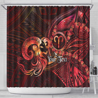 Personalised Polynesia Zodiac Aries Shower Curtain Galaxy Polynesian Pattern Chest Tattoo Style