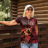Personalised Polynesia Zodiac Aries Women Polo Shirt Galaxy Polynesian Pattern Chest Tattoo Style