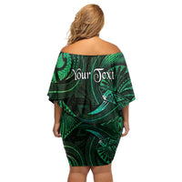 Personalised Polynesia Zodiac Taurus Off Shoulder Short Dress Galaxy Polynesian Pattern Chest Tattoo Style