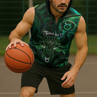 Personalised Polynesia Zodiac Taurus Sleeveless Zip Hoodie Galaxy Polynesian Pattern Chest Tattoo Style