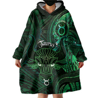 Personalised Polynesia Zodiac Taurus Wearable Blanket Hoodie Galaxy Polynesian Pattern Chest Tattoo Style