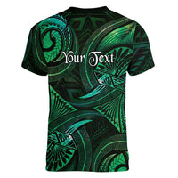 Personalised Polynesia Zodiac Taurus Women V-Neck T-Shirt Galaxy Polynesian Pattern Chest Tattoo Style