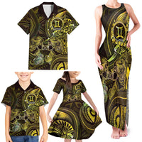 Personalised Polynesia Zodiac Gemini Family Matching Tank Maxi Dress and Hawaiian Shirt Galaxy Polynesian Pattern Chest Tattoo Style
