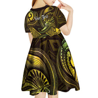 Personalised Polynesia Zodiac Gemini Kid Short Sleeve Dress Galaxy Polynesian Pattern Chest Tattoo Style