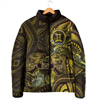 Personalised Polynesia Zodiac Gemini Padded Jacket Galaxy Polynesian Pattern Chest Tattoo Style