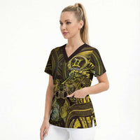 Personalised Polynesia Zodiac Gemini Scrub Top Galaxy Polynesian Pattern Chest Tattoo Style