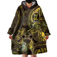 Personalised Polynesia Zodiac Gemini Wearable Blanket Hoodie Galaxy Polynesian Pattern Chest Tattoo Style