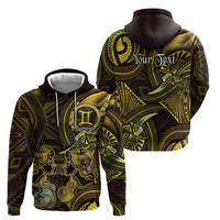 Personalised Polynesia Zodiac Gemini Zip Hoodie Galaxy Polynesian Pattern Chest Tattoo Style