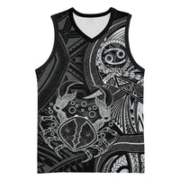 Personalised Polynesia Zodiac Cancer Basketball Jersey Galaxy Polynesian Pattern Chest Tattoo Style