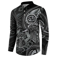 Personalised Polynesia Zodiac Cancer Button Sweatshirt Galaxy Polynesian Pattern Chest Tattoo Style