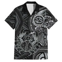Personalised Polynesia Zodiac Cancer Family Matching Off The Shoulder Long Sleeve Dress and Hawaiian Shirt Galaxy Polynesian Pattern Chest Tattoo Style LT14 Dad's Shirt - Short Sleeve Black - Polynesian Pride
