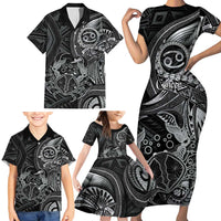 Personalised Polynesia Zodiac Cancer Family Matching Short Sleeve Bodycon Dress and Hawaiian Shirt Galaxy Polynesian Pattern Chest Tattoo Style LT14 - Polynesian Pride