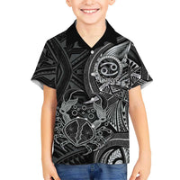 Personalised Polynesia Zodiac Cancer Kid Hawaiian Shirt Galaxy Polynesian Pattern Chest Tattoo Style