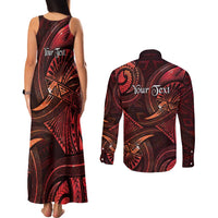 Personalised Polynesia Zodiac Scorpio Couples Matching Tank Maxi Dress and Long Sleeve Button Shirt Galaxy Polynesian Pattern Chest Tattoo Style
