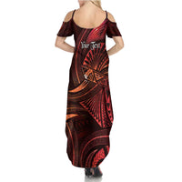 Personalised Polynesia Zodiac Scorpio Family Matching Summer Maxi Dress and Hawaiian Shirt Galaxy Polynesian Pattern Chest Tattoo Style