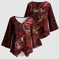 Personalised Polynesia Zodiac Scorpio Kimono Sleeve Blouse Galaxy Polynesian Pattern Chest Tattoo Style