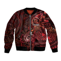 Personalised Polynesia Zodiac Scorpio Sleeve Zip Bomber Jacket Galaxy Polynesian Pattern Chest Tattoo Style