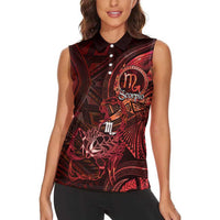 Personalised Polynesia Zodiac Scorpio Women Sleeveless Polo Shirt Galaxy Polynesian Pattern Chest Tattoo Style