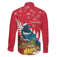 New Zealand Christmas In July Family Matching Off Shoulder Short Dress and Hawaiian Shirt Tui Bird With Kowhai Meri Kirihimete LT14 - Polynesian Pride