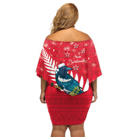 New Zealand Christmas In July Family Matching Off Shoulder Short Dress and Hawaiian Shirt Tui Bird With Kowhai Meri Kirihimete LT14 - Polynesian Pride