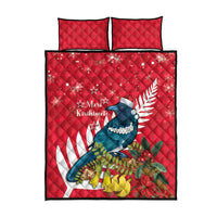 New Zealand Christmas In July Quilt Bed Set Tui Bird With Kowhai Meri Kirihimete LT14 - Polynesian Pride
