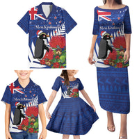 New Zealand Christmas In July Family Matching Puletasi and Hawaiian Shirt Fiordland Penguin With Pohutukawa Flower LT14 - Polynesian Pride
